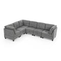 L Shape Modular Sectional Sofa,Diy Combination,Includes Three Single Chair And Three Corner ,Grey Chenille Grey Foam Chenille