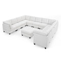 U Shape Modular Sectional Sofa,Diy Combination,Includes Seven Single Chair, Four Corner And One Ottoman,Ivory Ivory Plywood Chenille