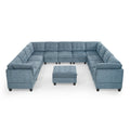 U Shape Modular Sectional Sofa,Diy Combination,Includes Seven Single Chair, Four Corner And One Ottoman,Navy Blue Navy Plywood Chenille