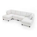 U Shape Modular Sectional Sofa,Diy Combination,Includes Two Single Chair ,Two Corner And Two Ottoman,Ivory Chenille Ivory Chenille