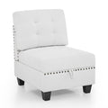 U Shape Modular Sectional Sofa,Diy Combination,Includes Two Single Chair ,Two Corner And Two Ottoman,Ivory Chenille Ivory Chenille