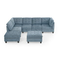 L Shape Modular Sectional Sofa,Diy Combination,Includes Three Single Chair ,Two Corner And Two Ottoman,Navy Blue Navy Blue Foam Chenille