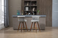 Coolmore Swivel Bar Stools With Backrest Footrest ,With A Fixed Height Of 360 Degrees Gray Solid Wood