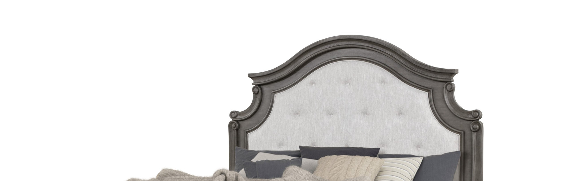 Grace Traditional Style Queen Bed Made With Wood In Rustic Gray Box Spring Required Queen Gray Wood Bedroom Traditional Slat Beds Solid Wood Mdf Cotton Wood