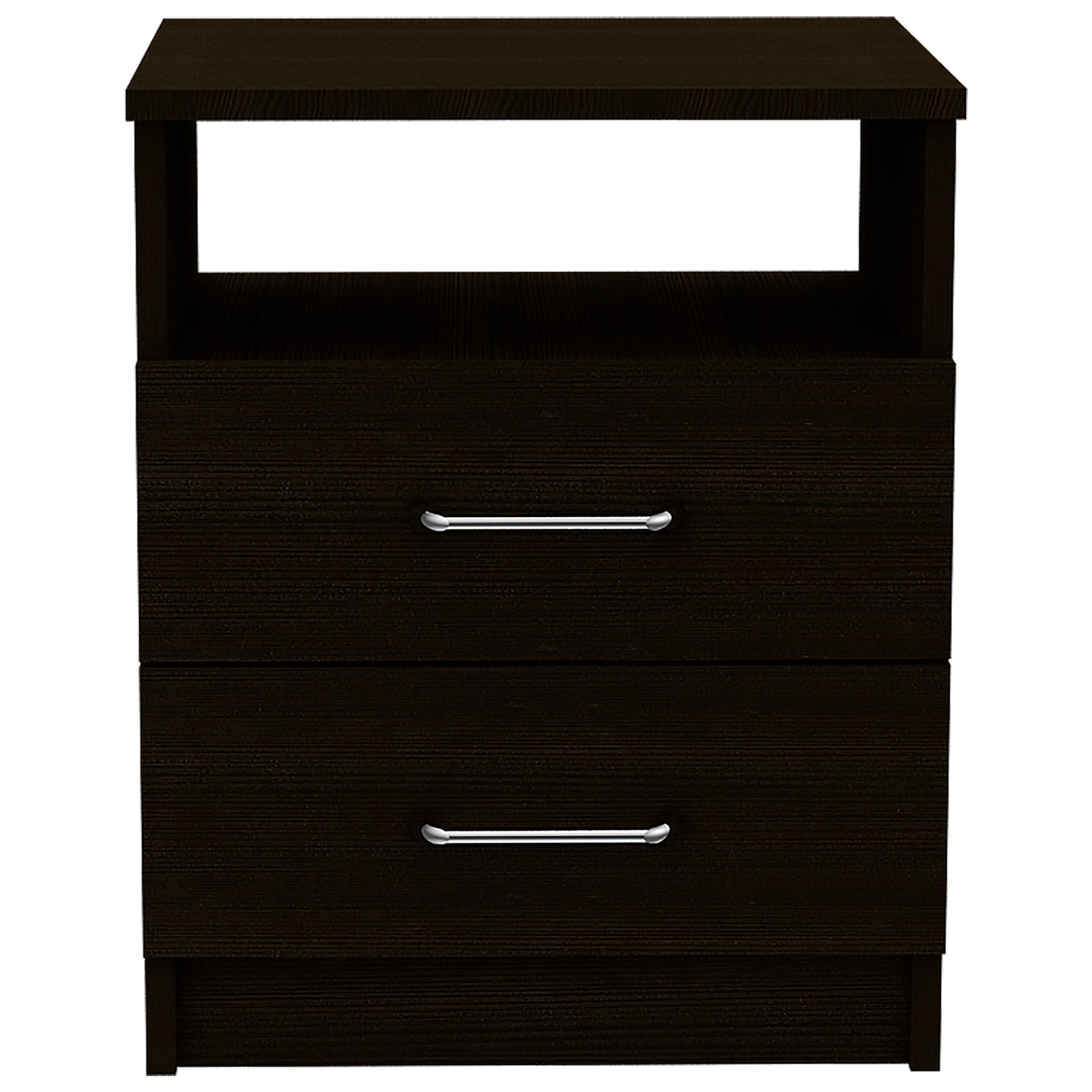 Brookeline 2 Drawer 1 Shelf Rectangle Nightstand Black Wengue Black Particle Board