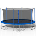 14Ft Trampoline With Safety Enclosure Net,Heavy Duty Jumping Mat And Spring Cover Padding For Kids And Adults, Ladder Blue Foam Iron Plastic