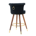 Coolmore Swivel Bar Stools With Backrest Footrest With A Fixed Height Of 360 Degrees Black Solid Wood