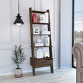 Haven 1 Drawer 4 Shelf Ladder Bookcase Dark Walnut Brown Particle Board