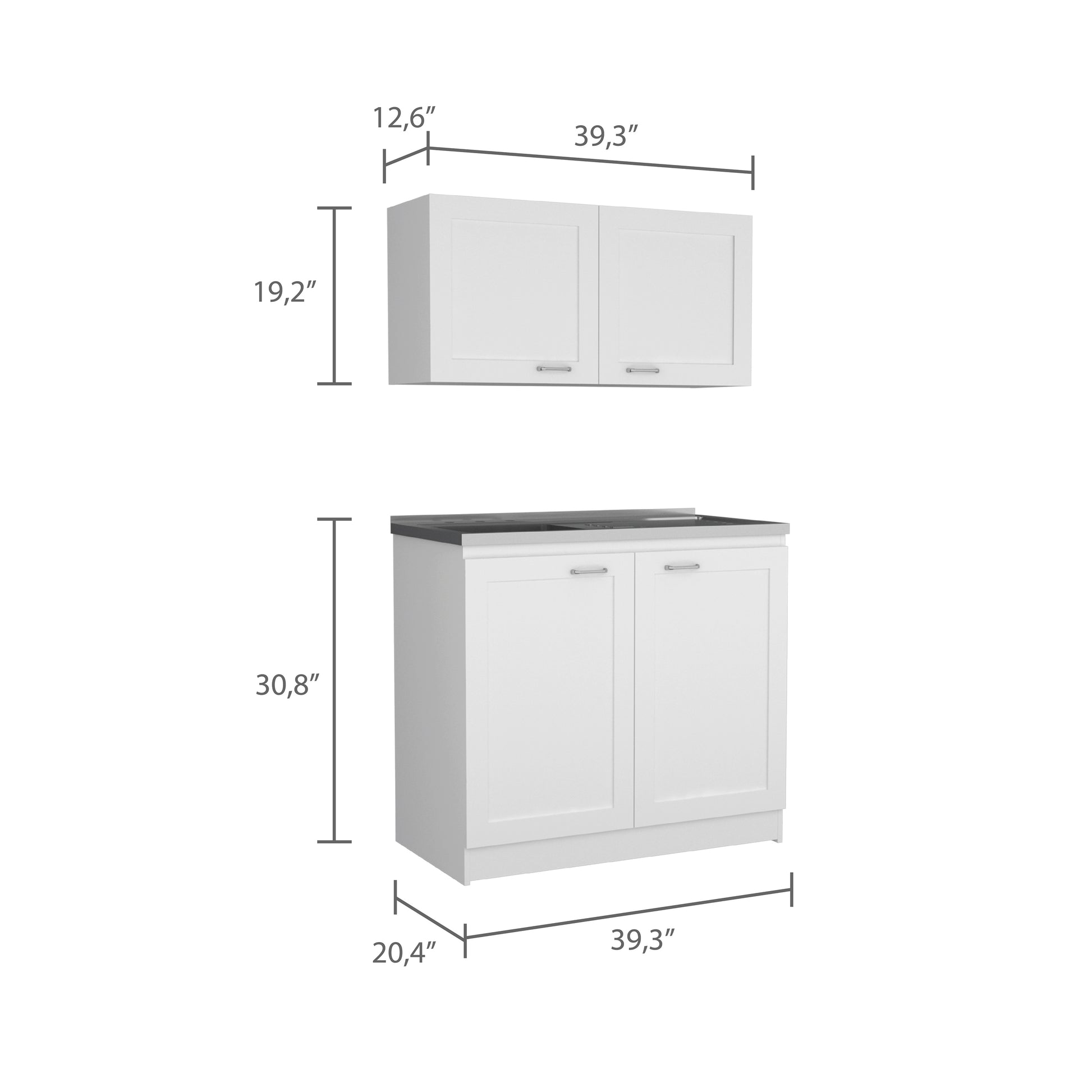 Cambridge 2 Piece Rectangle Cabinet Set White White Particle Board