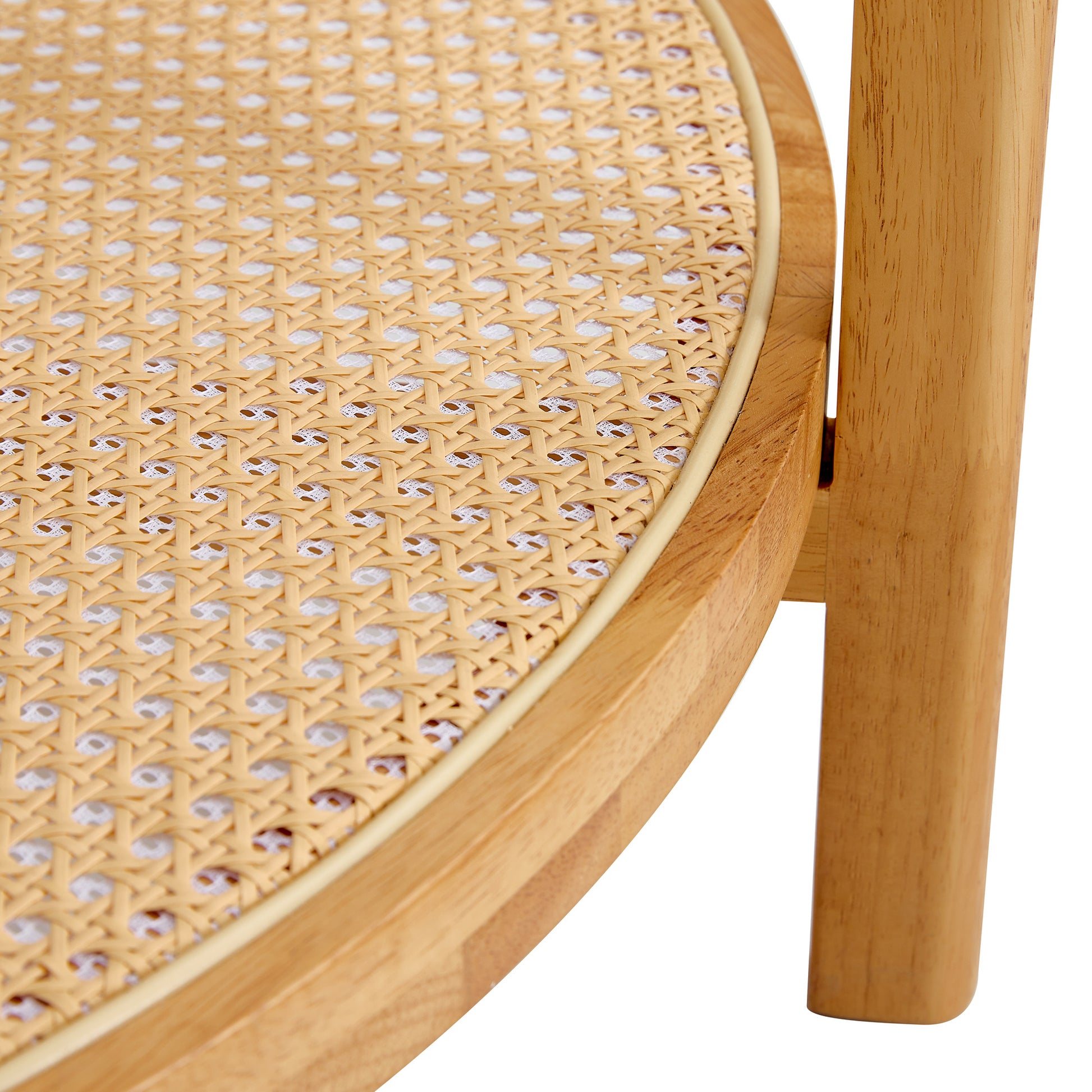 Modern Simple Circular Double Layer Solid Wood Tea Table Rattan Woven Chinese Side Table Small Round Table Suitable For Living Room, Dining Room And Bedroom Natural Wood Solid Wood