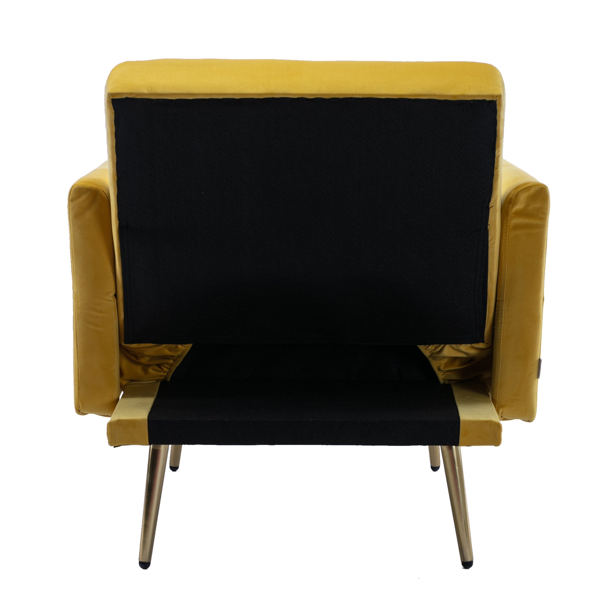 Coolmore Velvet Accent Chair With Adjustable Armrests And Backrest, Button Tufted Lounge Chair, Single Recliner Armchair With Ottoman Mustard Metal