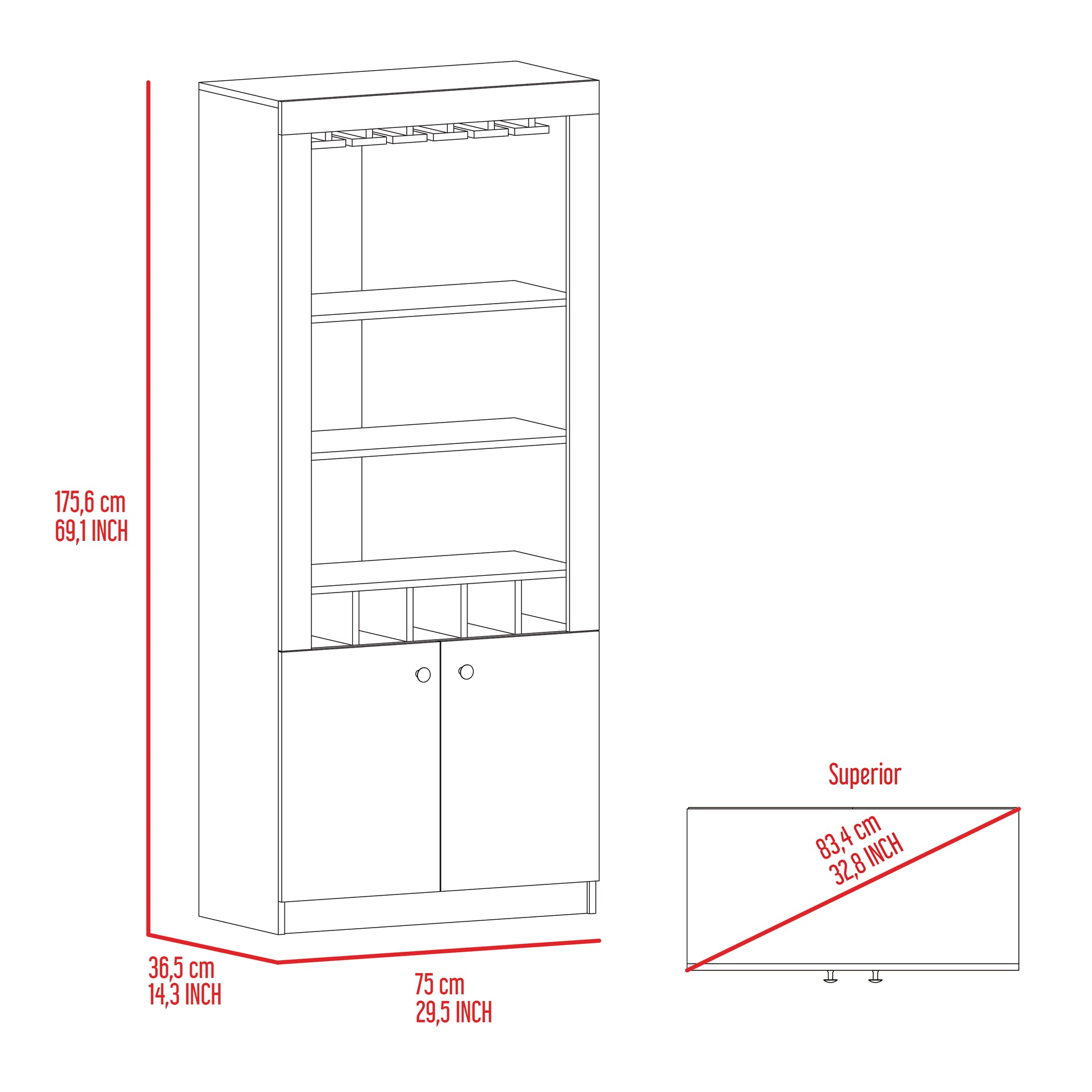 Black Wengue 3 Shelf Rectangle 5 Bottle Bar Cabinet Black Particle Board