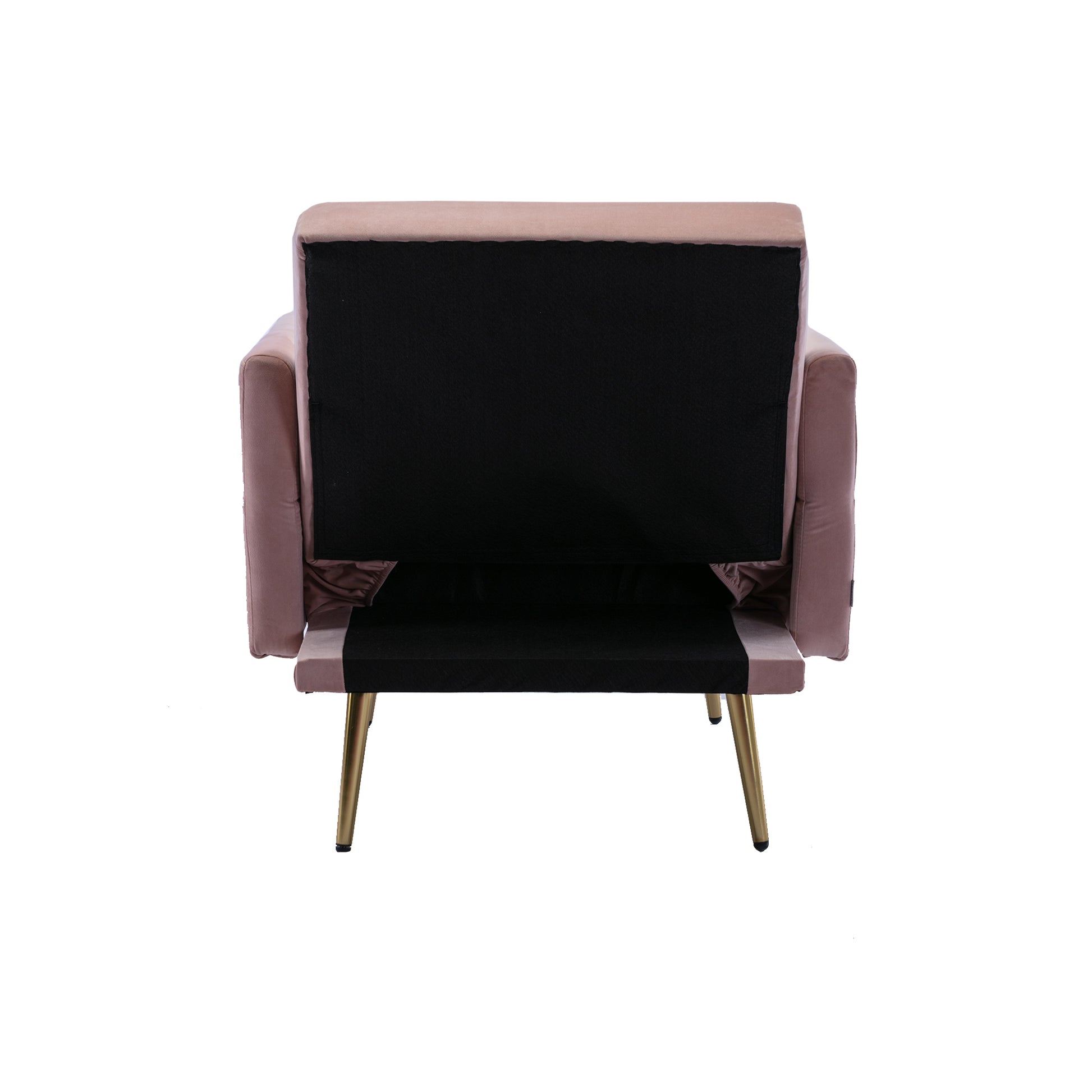Coolmore Velvet Accent Chair With Adjustable Armrests And Backrest, Button Tufted Lounge Chair, Single Recliner Armchair With Ottoman Pink Metal