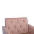 Coolmore Velvet Accent Chair With Adjustable Armrests And Backrest, Button Tufted Lounge Chair, Single Recliner Armchair With Ottoman Pink Metal
