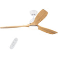 Yuhao 52 In.Intergrated Led Ceiling Fan Lighting With Remote Control Beige Yellow Solid Wood