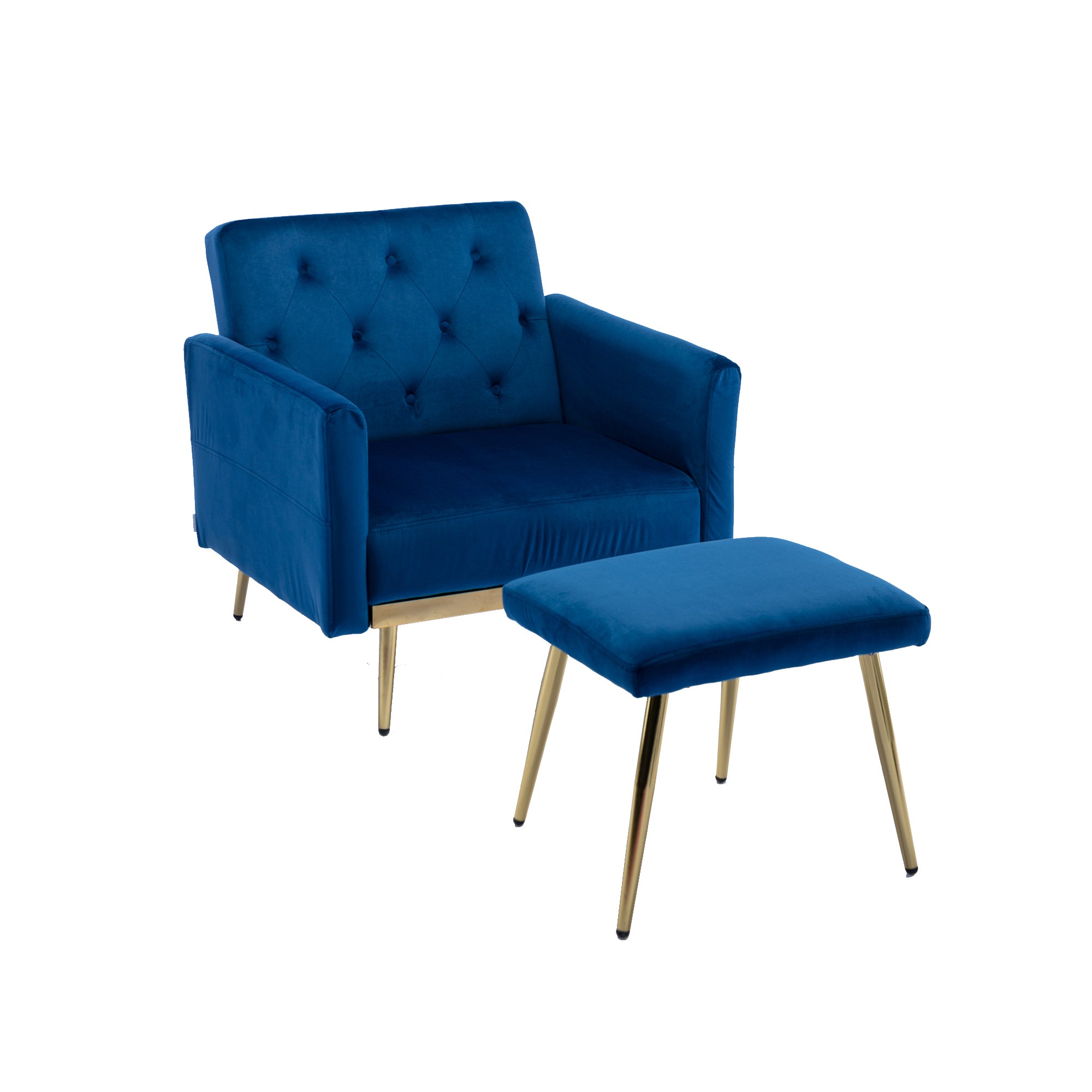 COOLMORE Velvet Accent Chair with Adjustable Armrests navy-metal