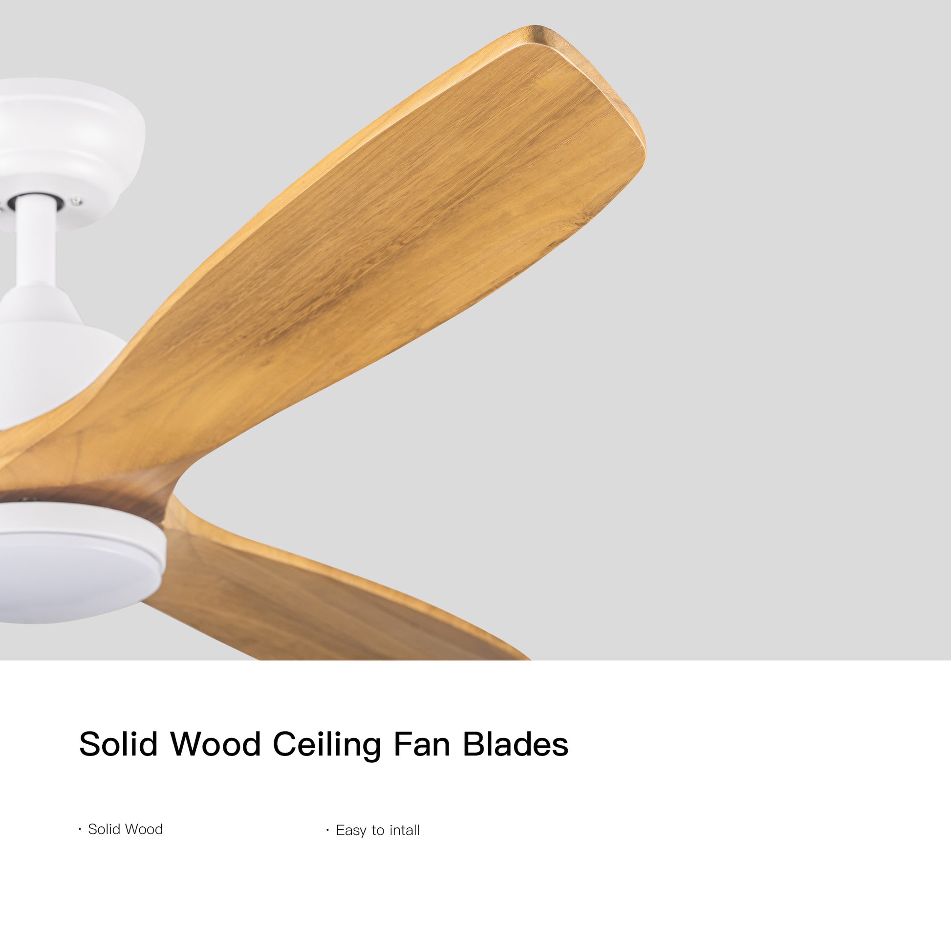 Yuhao 52 In.Intergrated Led Ceiling Fan Lighting With Remote Control Beige Yellow Solid Wood