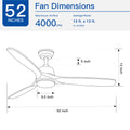 Yuhao 52 In.Intergrated Led Ceiling Fan Lighting With Remote Control Beige Yellow Solid Wood