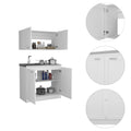 Cambridge 2 Piece Rectangle Cabinet Set White White Particle Board