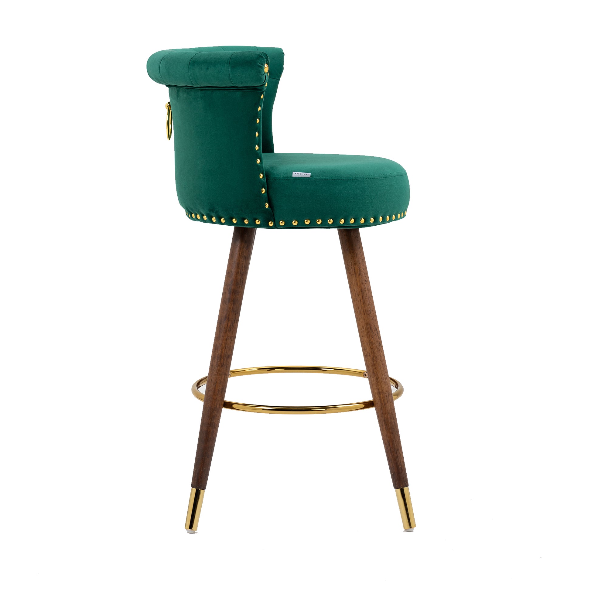 Coolmore Swivel Bar Stools With Backrest Footrest With A Fixed Height Of 360 Degrees Emerald Solid Wood
