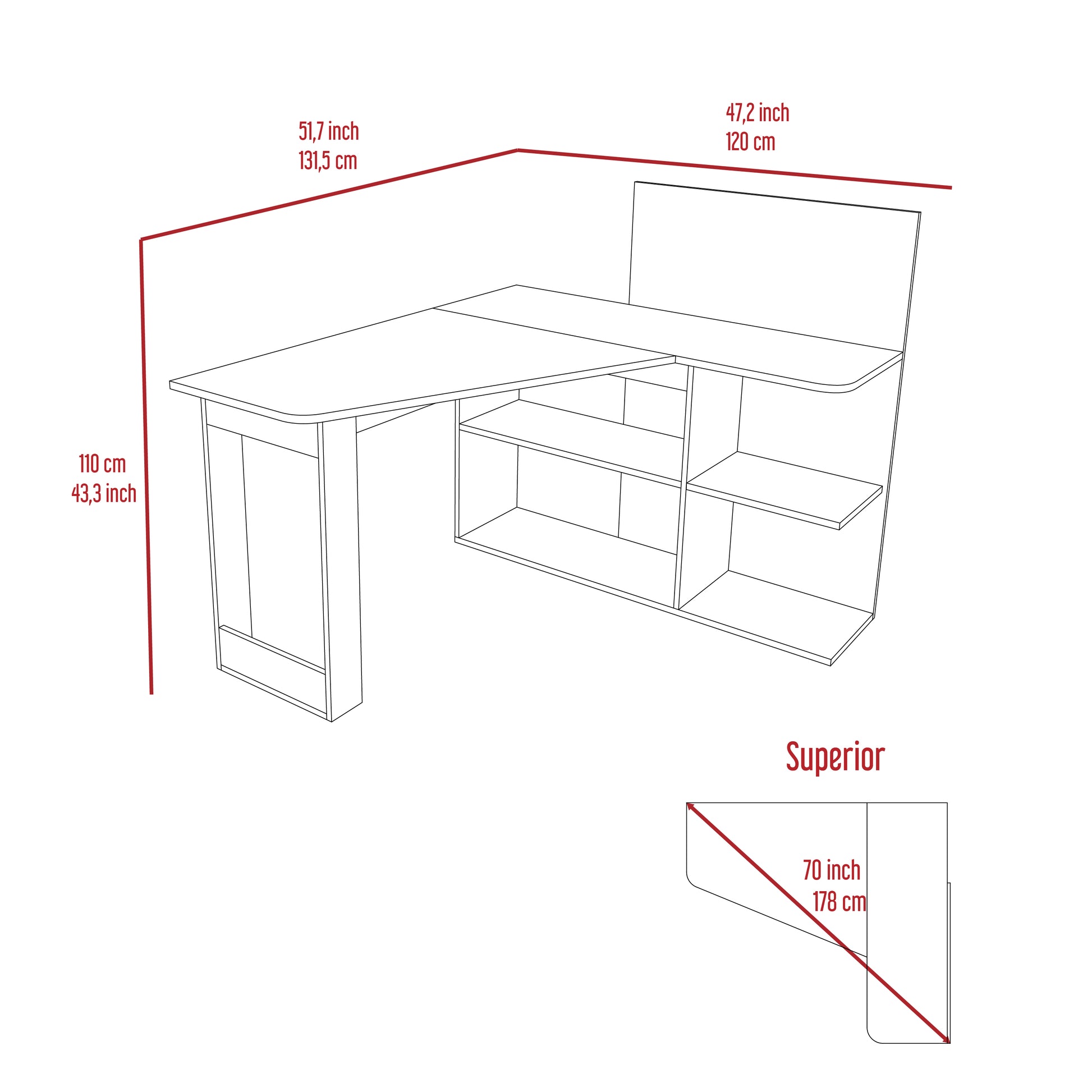 Fairfield 4 Shelf L Shaped Computer Desk Black Wengue Black Writting Desk Office Freestanding L Shape Bookcase Desk Particle Board