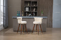 Coolmore Swivel Bar Stools With Backrest Footrest With A Fixed Height Of 360 Degrees Ivory Solid Wood