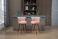 Coolmore Swivel Bar Stools With Backrest Footrest With A Fixed Height Of 360 Degrees Pink Solid Wood