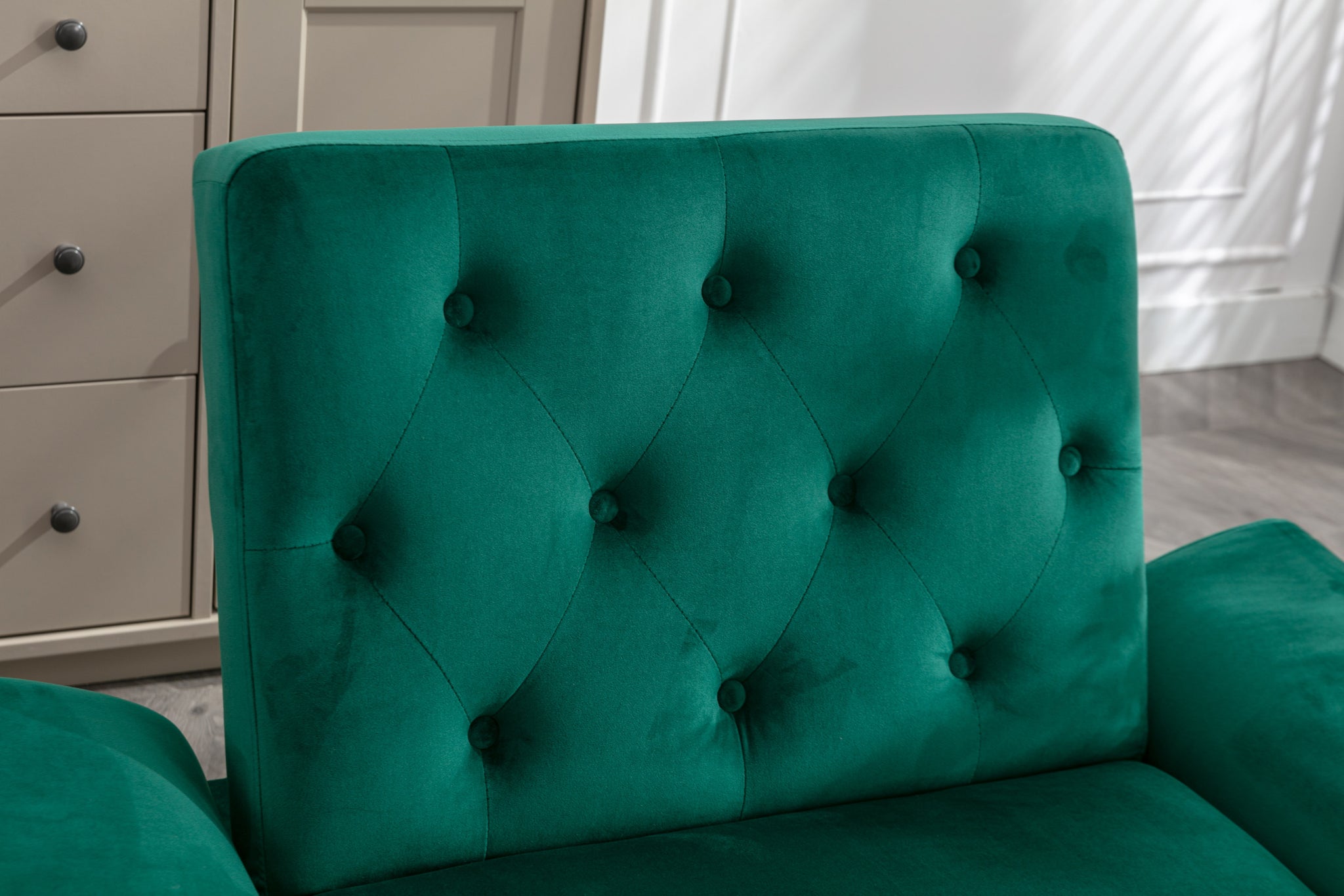 COOLMORE Velvet Accent Chair with Adjustable Armrests green-metal