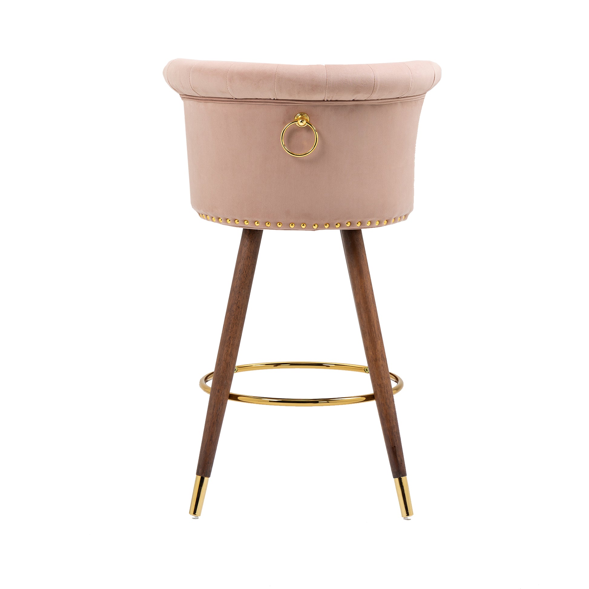 Coolmore Swivel Bar Stools With Backrest Footrest With A Fixed Height Of 360 Degrees Pink Solid Wood