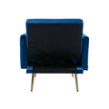 Coolmore Velvet Accent Chair With Adjustable Armrests And Backrest, Button Tufted Lounge Chair, Single Recliner Armchair With Ottoman Navy Metal