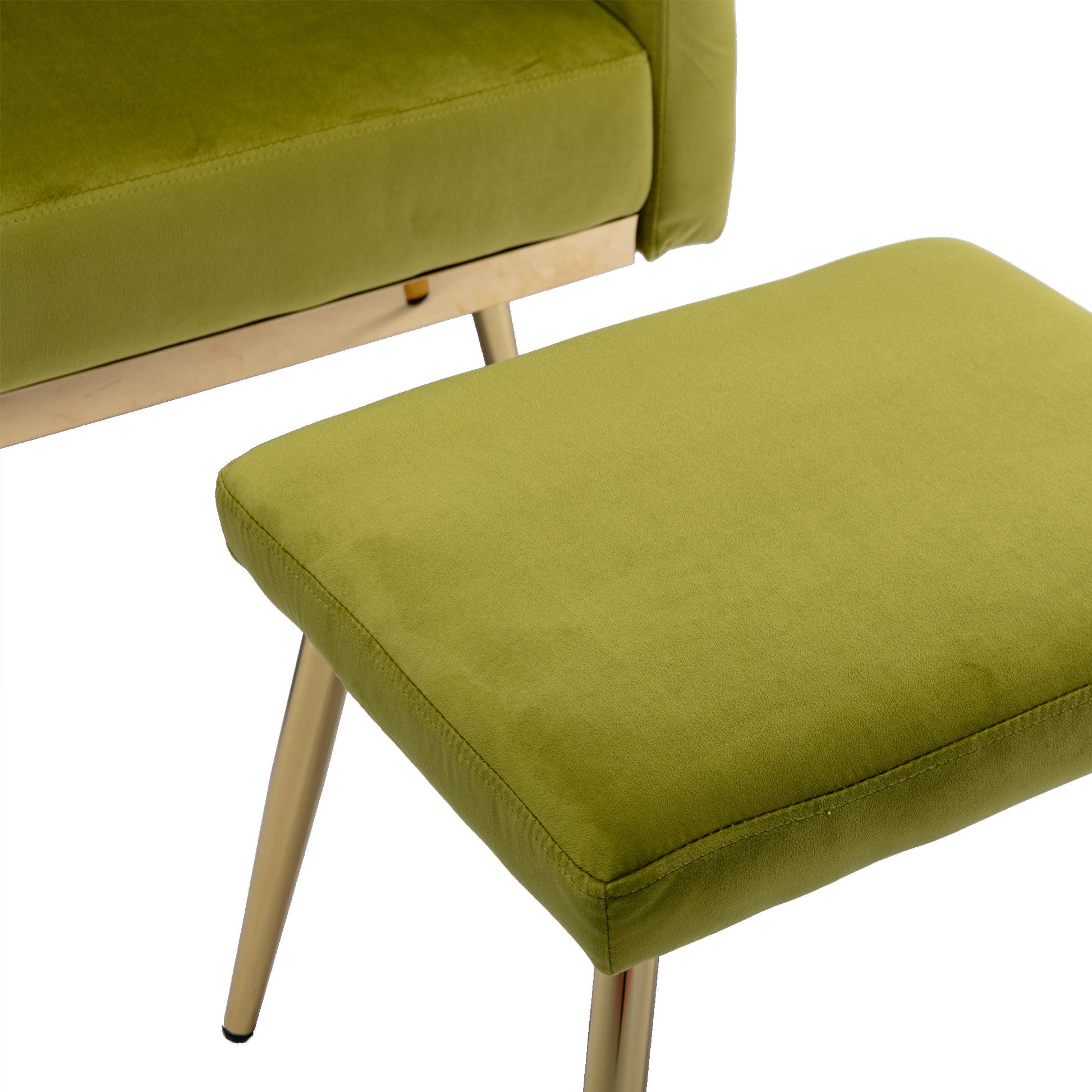 Coolmore Velvet Accent Chair With Adjustable Armrests And Backrest, Button Tufted Lounge Chair, Single Recliner Armchair With Ottoman Olive Green Metal