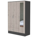 Black Rock 2 Drawer Small Armoire With Mirror Door Black Wengue And Light Gray Beige Particle Board