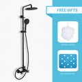 Shower System, Wall Mounted Adjustable Shower Faucet With Five Function Handheld Spray, 2 Handle Oil Rubbed Bronze Shower Set With 360 Rotation 8 Inch Rainfall Shower Head Matte Black Brass