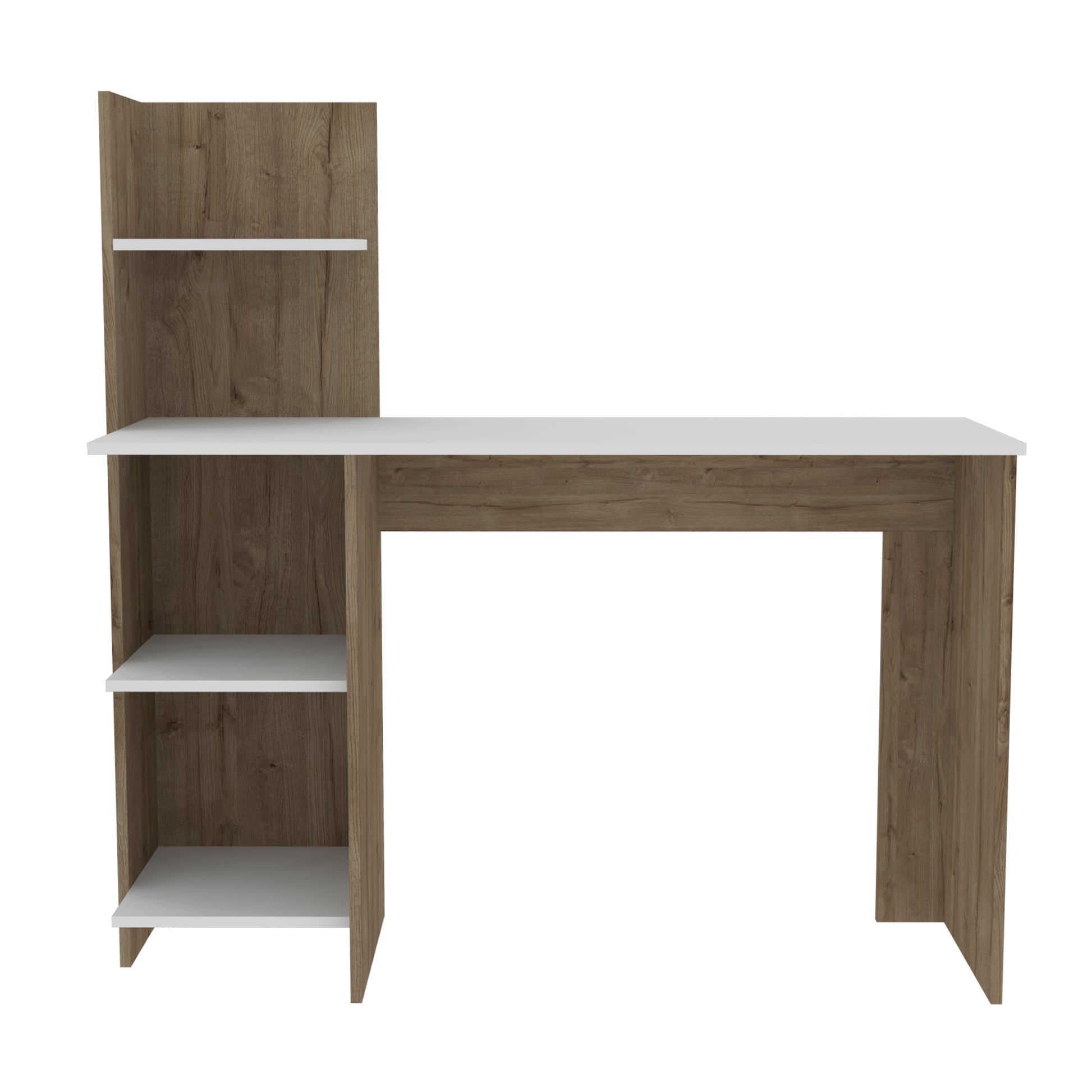 White And Pine 4 Shelf Writing Desk White Particle Board