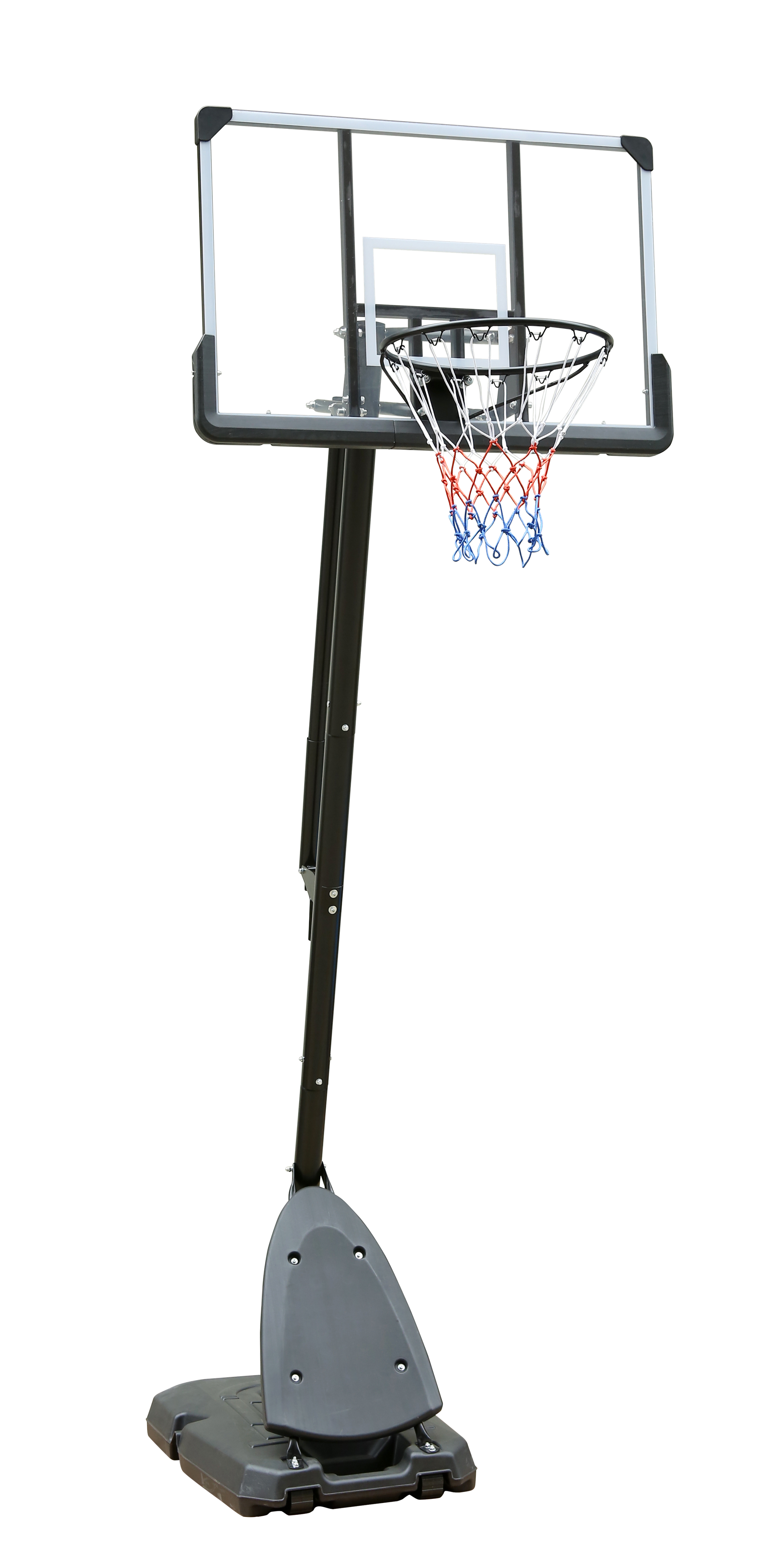 Height Adjustable 7.5 To 10Ft Basketball Hoop 44 Inch Backboard Portable Basketball Goal System With Stable Base And Wheels, Use For Outdoor Black White Iron