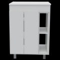 White 2 Shelf Rectangle Freestanding Vanity Cabinet White Particle Board