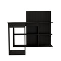 Fairfield 4 Shelf L Shaped Computer Desk Black Wengue Black Writting Desk Office Freestanding L Shape Bookcase Desk Particle Board