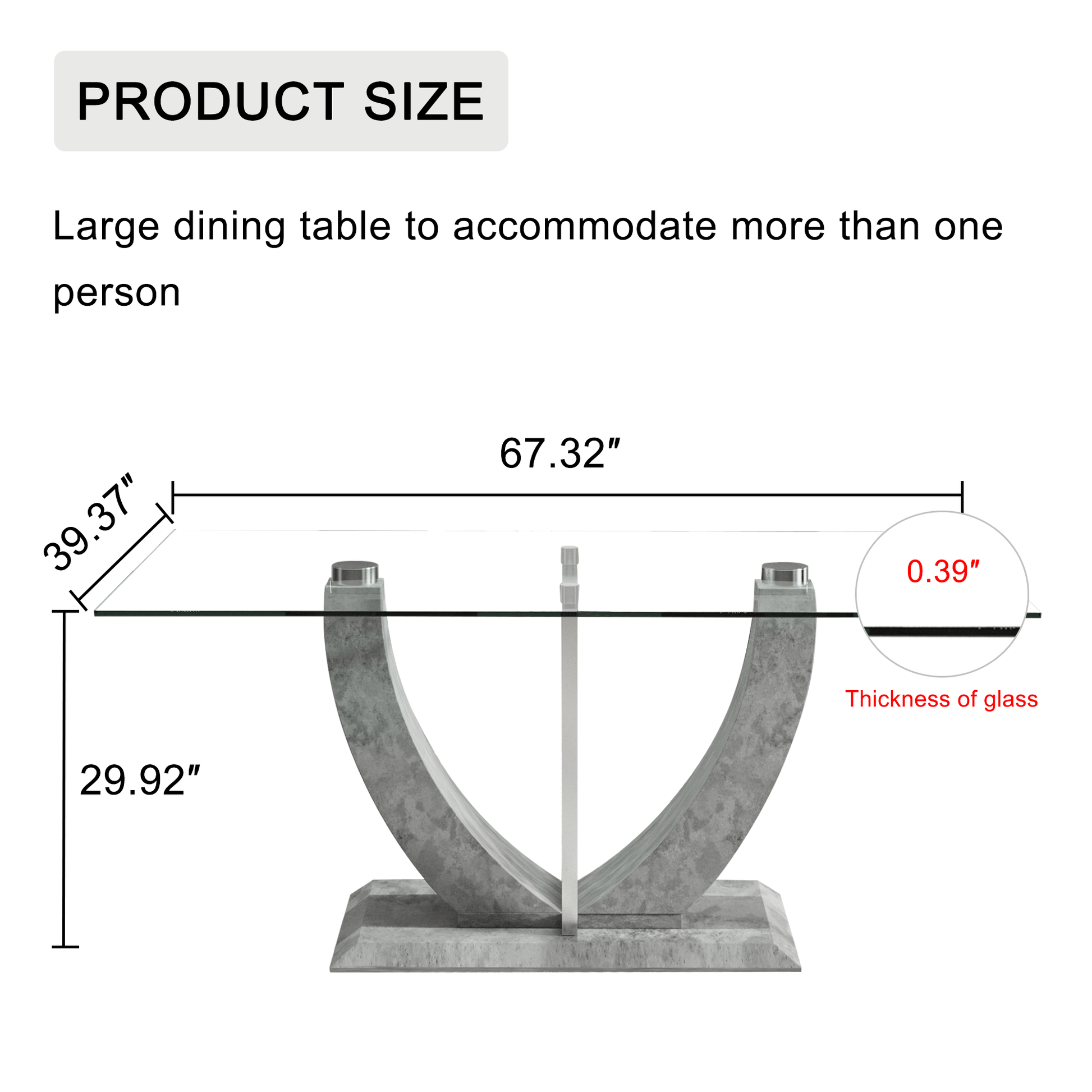 Large Modern Simple Rectangular Glass Table, Which Can Accommodate 6 8 People, Equipped With 0.39 Inch Tempered Glass Table Top And Large Mdf Table Legs,Used For Kitchen, Dining Room, Living Roomf 907 Transparent Glass