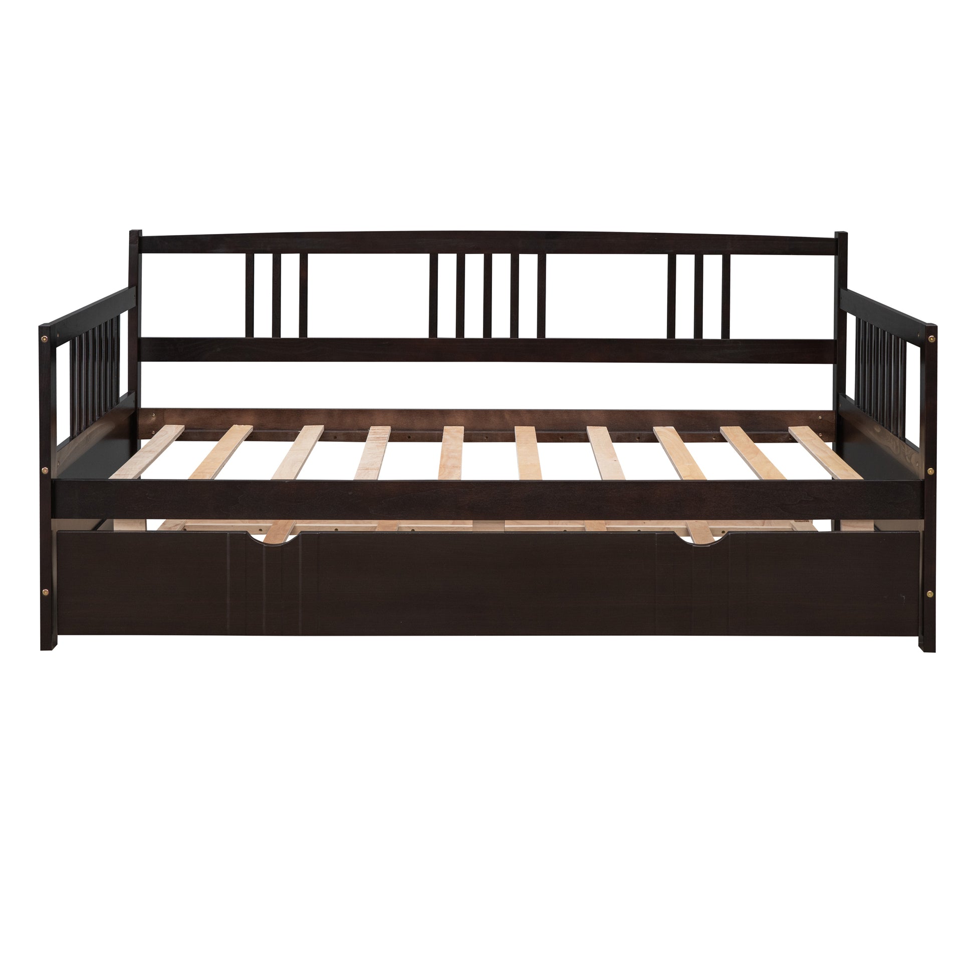 Twin Size Daybed Wood Bed With Twin Size Trundle,Espresso Espresso Solid Wood