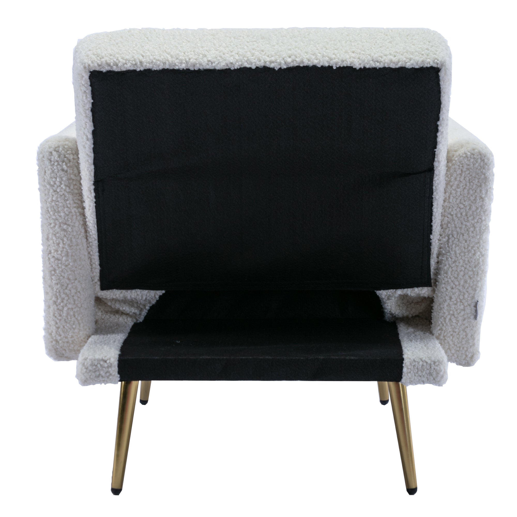 COOLMORE Velvet Accent Chair with Adjustable Armrests white teddy-metal