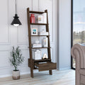 Haven 1 Drawer 4 Shelf Ladder Bookcase Dark Walnut Brown Particle Board