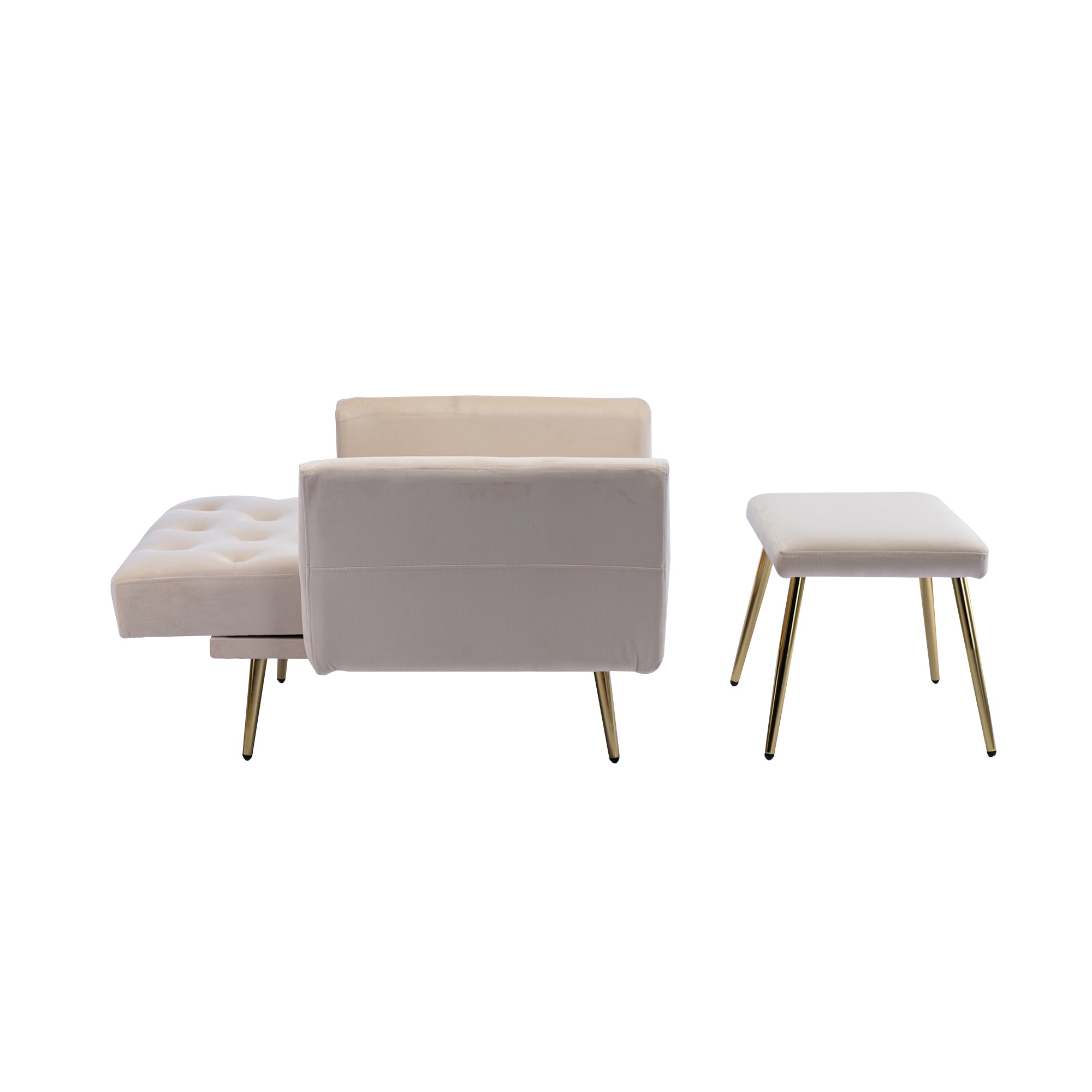 COOLMORE Velvet Accent Chair with Adjustable Armrests beige-metal