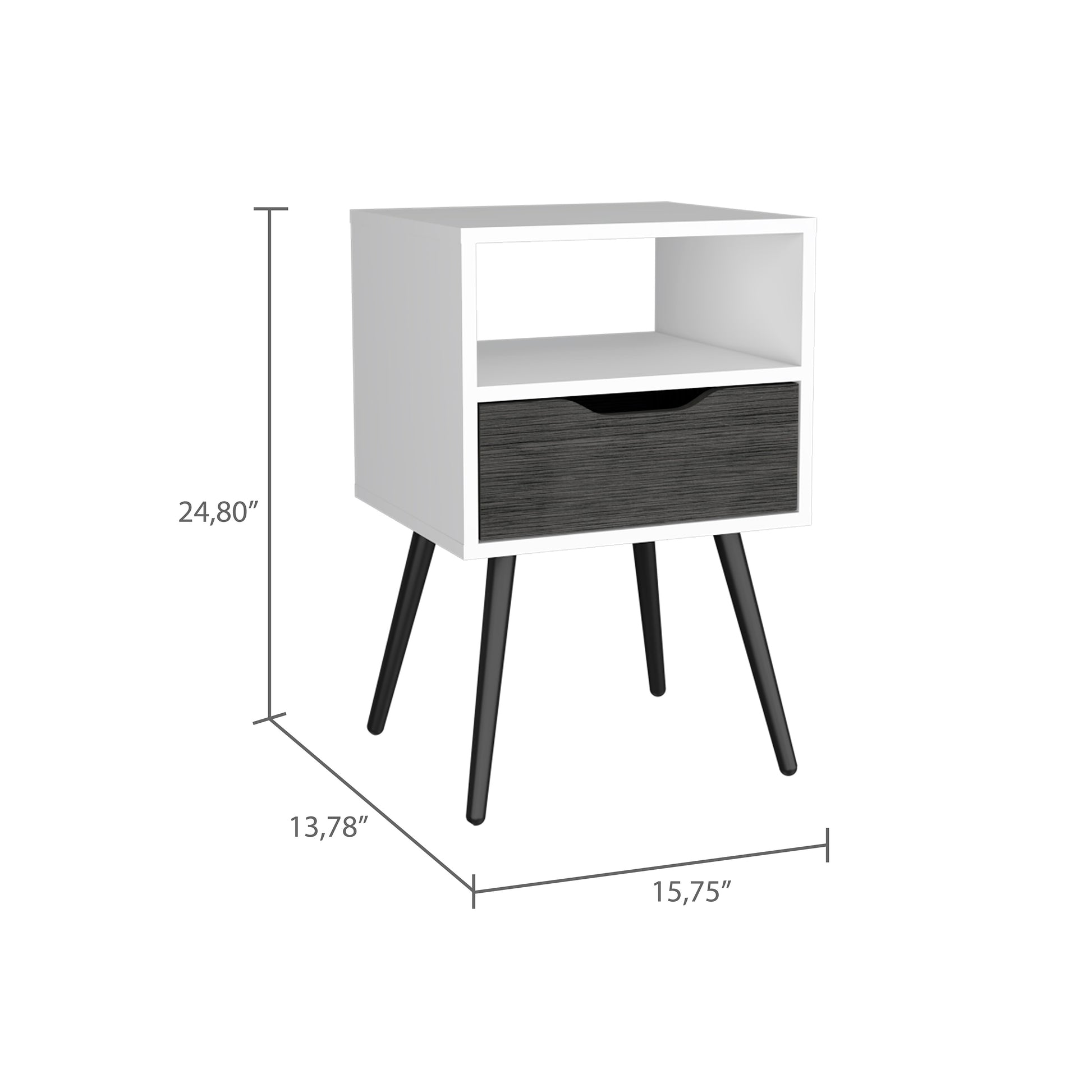 Haverson 1 Drawer 1 Shelf Nightstand Smokey Oak And White White Particle Board