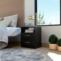 Brookeline 2 Drawer 1 Shelf Rectangle Nightstand Black Wengue Black Particle Board