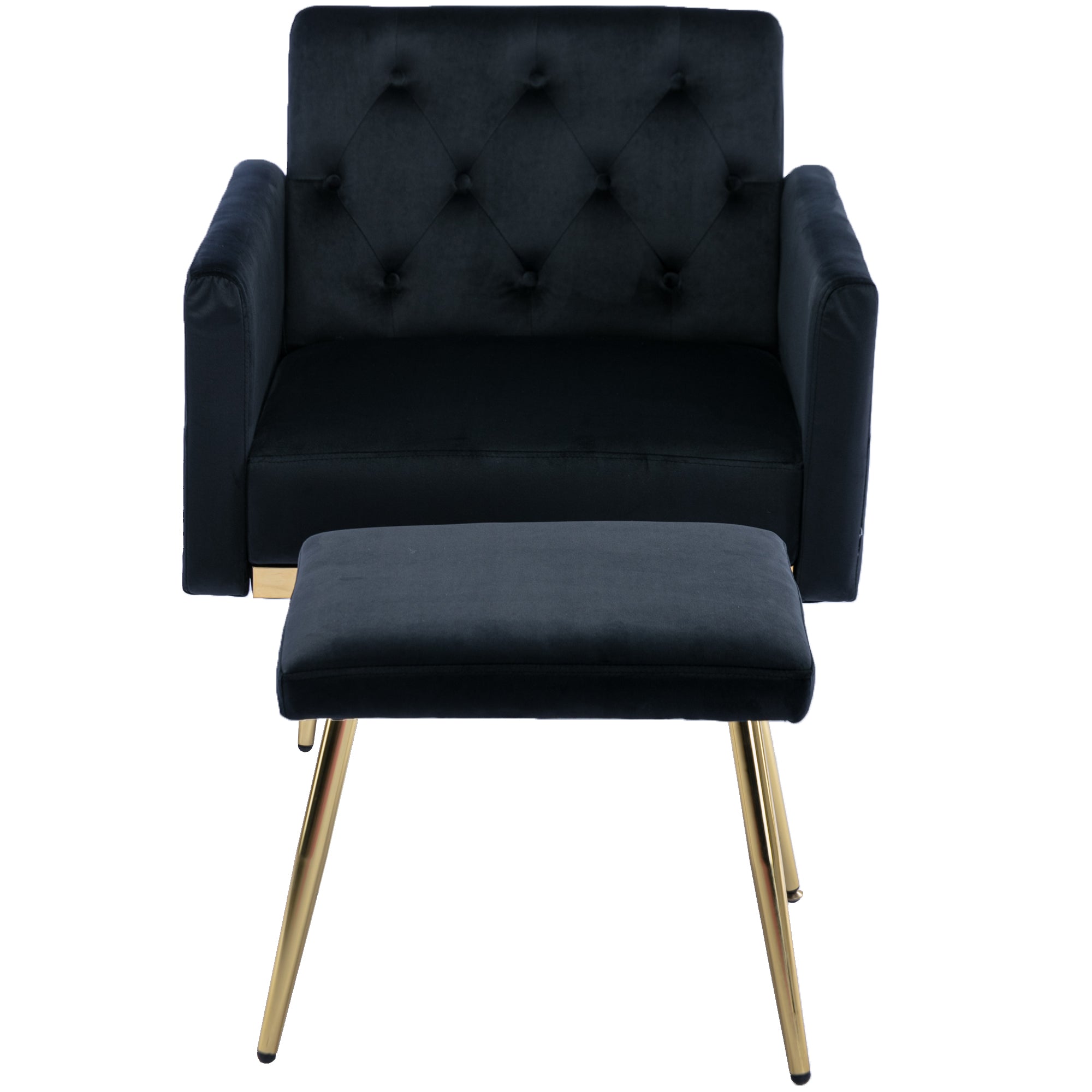 COOLMORE Velvet Accent Chair with Adjustable Armrests black-metal