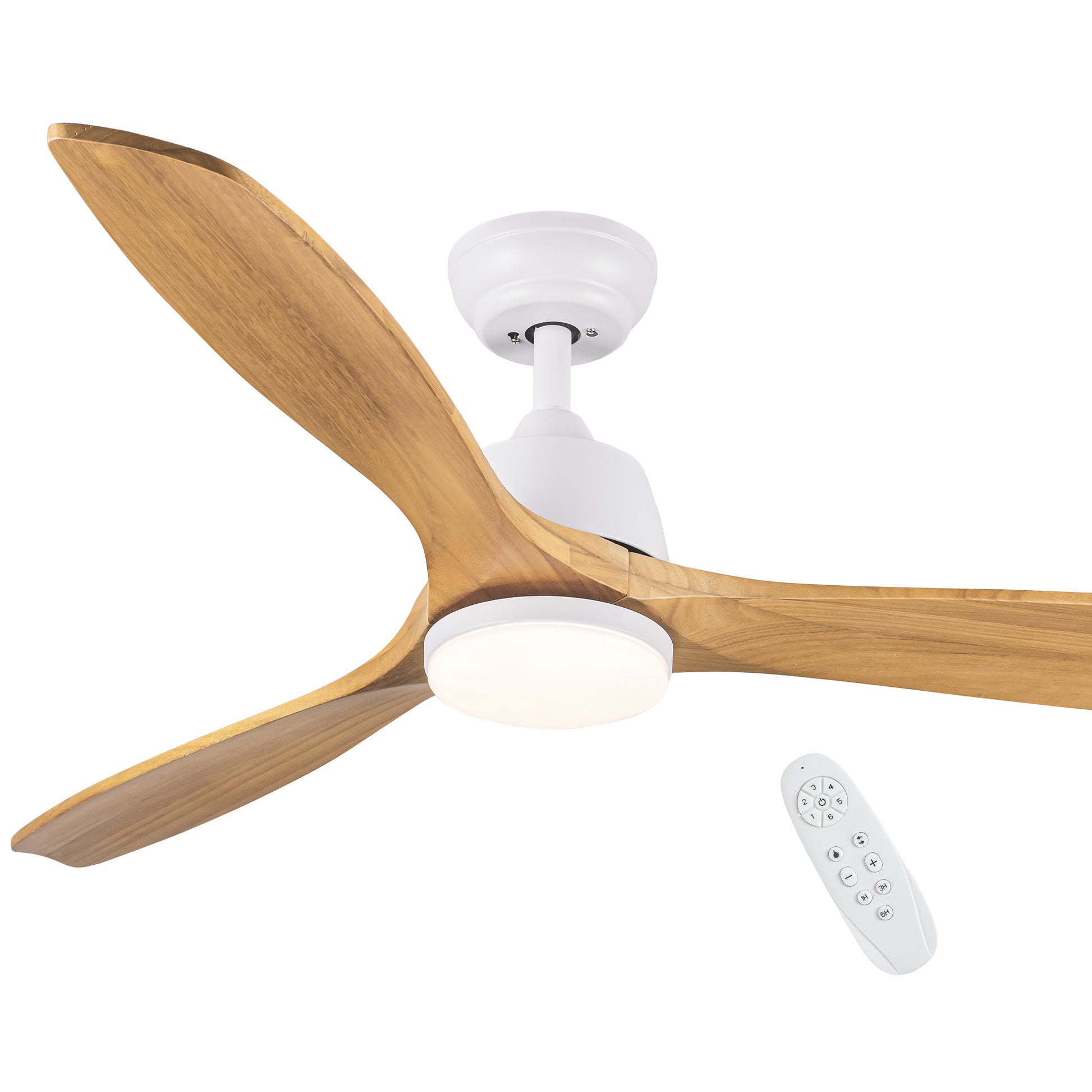 Yuhao 52 In.Intergrated Led Ceiling Fan Lighting With Remote Control Beige Yellow Solid Wood