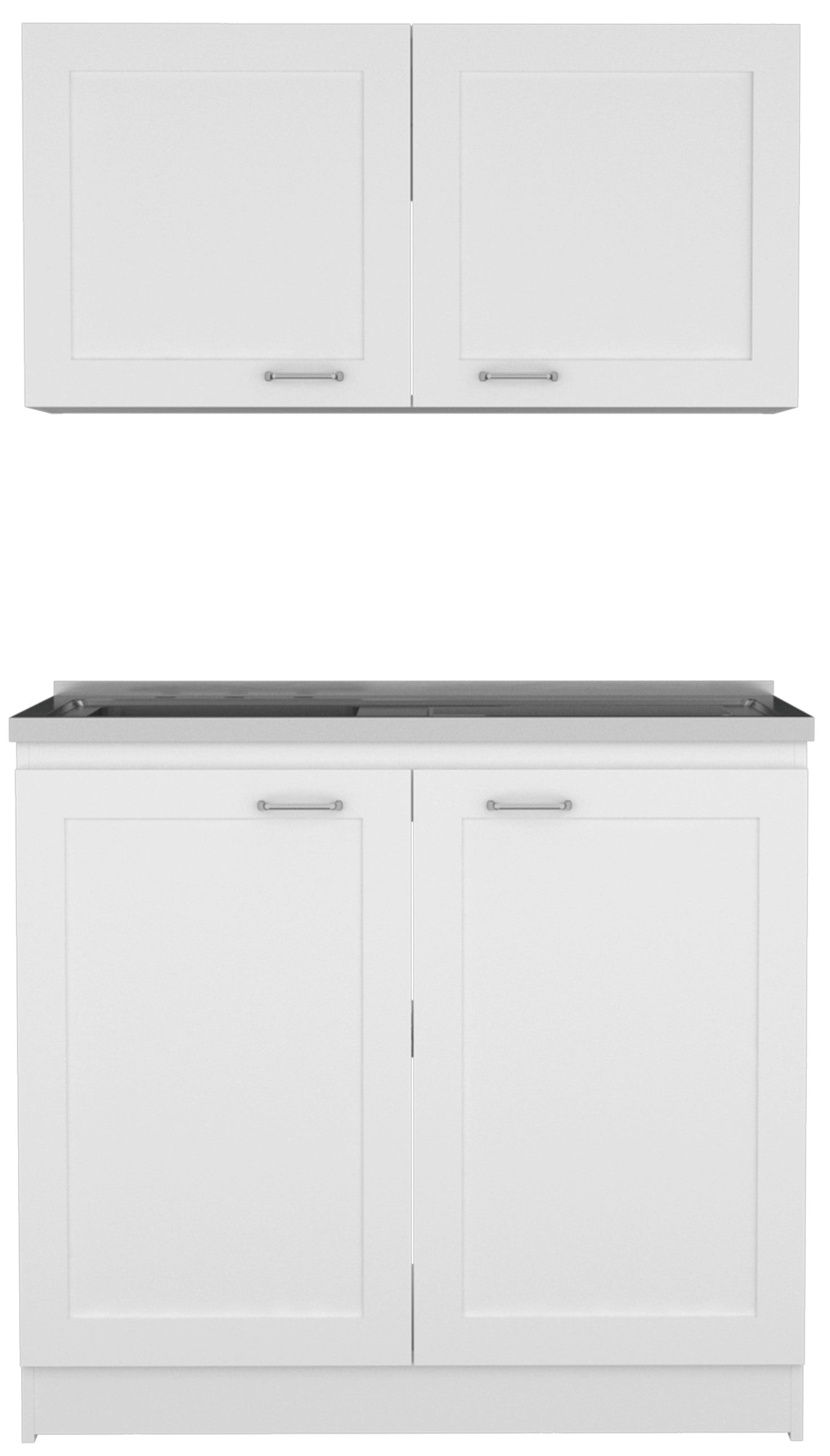 Cambridge 2 Piece Rectangle Cabinet Set White White Particle Board