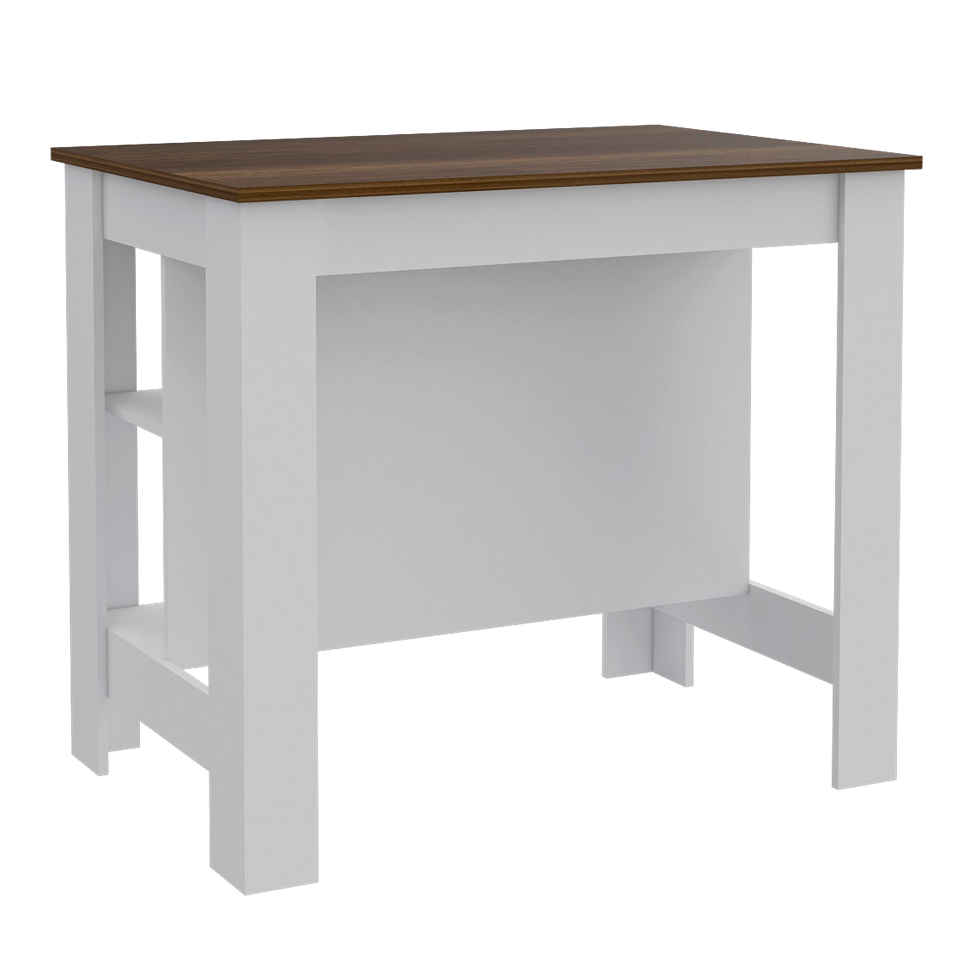 Rockaway 3 Shelf Kitchen Island White And Walnut White Particle Board