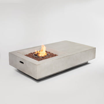 60Inch Concrete Fire Pit Table Light Gray Concrete