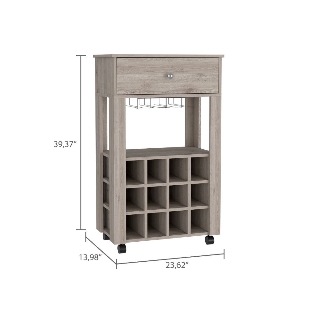 Ambler 1 Drawer 12 Bottle Wine Cabinet Light Grey Light Gray Particle Board